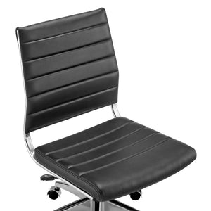 EuroStyle Axel Armless Leatherette Office Chair with Polished Aluminum Base for Modern Workspaces Black 24 D x 19.5 W x 39 H 50026-BLK
