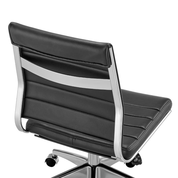 EuroStyle Axel Armless Leatherette Office Chair with Polished Aluminum Base for Modern Workspaces Black 24 D x 19.5 W x 39 H 50026-BLK
