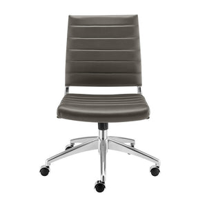 EuroStyle Axel Armless Leatherette Office Chair with Polished Aluminum Base for Modern Workspaces Gray 24 D x 19.5 W x 39 H 50026-GRY