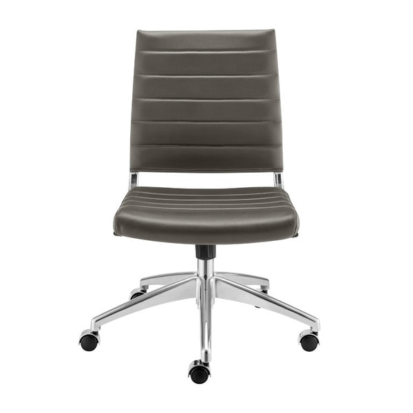 EuroStyle Axel Armless Leatherette Office Chair with Polished Aluminum Base for Modern Workspaces Gray 24 D x 19.5 W x 39 H 50026-GRY