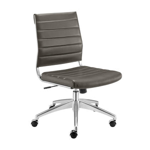 EuroStyle Axel Armless Leatherette Office Chair with Polished Aluminum Base for Modern Workspaces Gray 24 D x 19.5 W x 39 H 50026-GRY