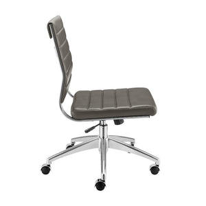 EuroStyle Axel Armless Leatherette Office Chair with Polished Aluminum Base for Modern Workspaces Gray 24 D x 19.5 W x 39 H 50026-GRY