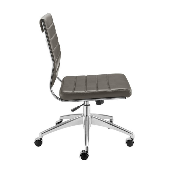 EuroStyle Axel Armless Leatherette Office Chair with Polished Aluminum Base for Modern Workspaces Gray 24 D x 19.5 W x 39 H 50026-GRY