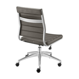 EuroStyle Axel Armless Leatherette Office Chair with Polished Aluminum Base for Modern Workspaces Gray 24 D x 19.5 W x 39 H 50026-GRY