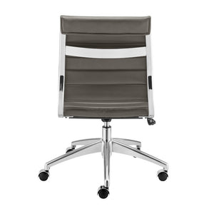 EuroStyle Axel Armless Leatherette Office Chair with Polished Aluminum Base for Modern Workspaces Gray 24 D x 19.5 W x 39 H 50026-GRY