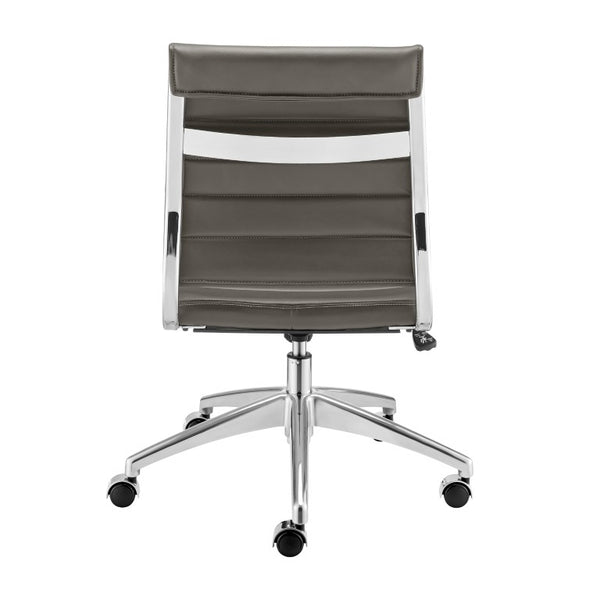 EuroStyle Axel Armless Leatherette Office Chair with Polished Aluminum Base for Modern Workspaces Gray 24 D x 19.5 W x 39 H 50026-GRY
