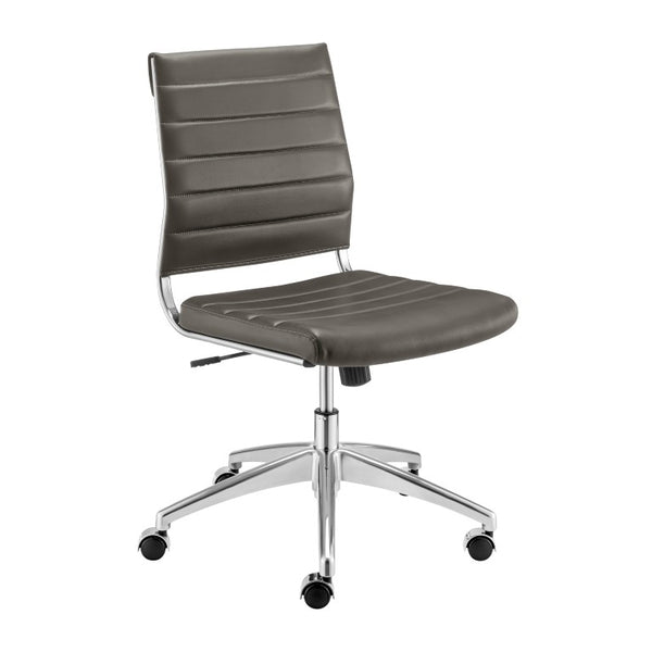 EuroStyle Axel Armless Leatherette Office Chair with Polished Aluminum Base for Modern Workspaces Gray 24 D x 19.5 W x 39 H 50026-GRY