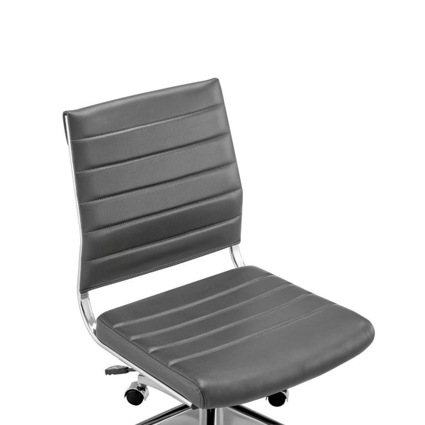 EuroStyle Axel Armless Leatherette Office Chair with Polished Aluminum Base for Modern Workspaces Gray 24 D x 19.5 W x 39 H 50026-GRY