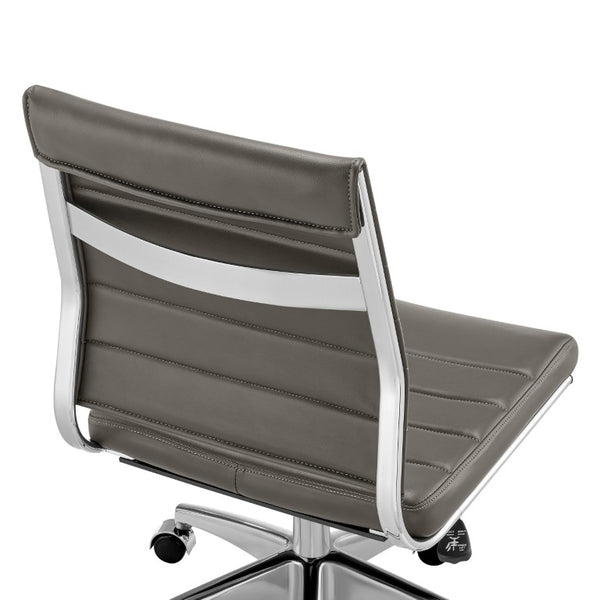 EuroStyle Axel Armless Leatherette Office Chair with Polished Aluminum Base for Modern Workspaces Gray 24 D x 19.5 W x 39 H 50026-GRY