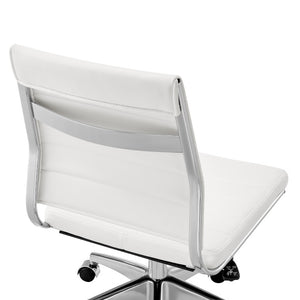 EuroStyle Axel Armless Leatherette Office Chair with Polished Aluminum Base for Modern Workspaces White 24 D x 19.5 W x 39 H 50026-WHT