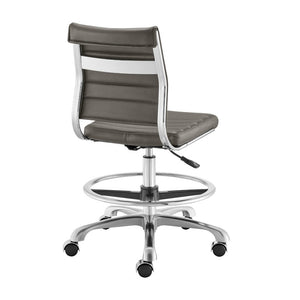 EuroStyle Axel High-Back Drafting Stool Leatherette Seat Polished Aluminum Base Swivel Chair Gray 50028-GRY