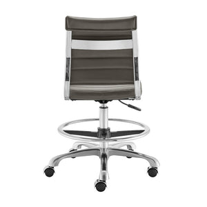 EuroStyle Axel High-Back Drafting Stool Leatherette Seat Polished Aluminum Base Swivel Chair Gray 50028-GRY