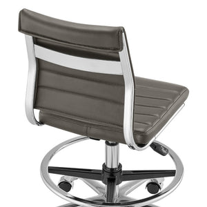 EuroStyle Axel High-Back Drafting Stool Leatherette Seat Polished Aluminum Base Swivel Chair Gray 50028-GRY