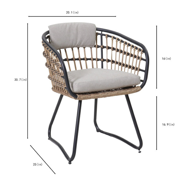 English Elm 7-piece Outdoor Wicker Dining Set Scandinavian Steel Frame Acacia Wood Grain Table W3990S00002