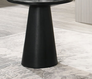 English Elm Unique Cone Base Pedestal End Table Contemporary Round Accent Table Rubberwood & Veneer Durability Black 24 L x 24 W x 4 H B2741S00444