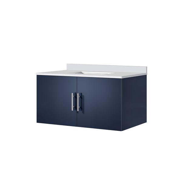 English Elm Navy Blue Bath Vanity With White Quartz Top, 36” W X 22” D - Elegant Storage & Soft-Close Design B2731P258618