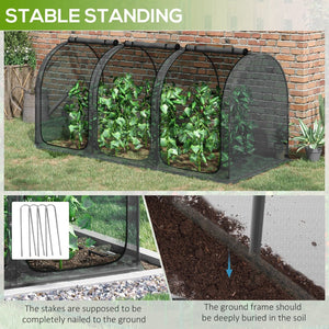 English Elm Outsunny Tunnel Crop Cage Hdpe Mesh Garden Shield with Three Zippered Doors W2225P174509