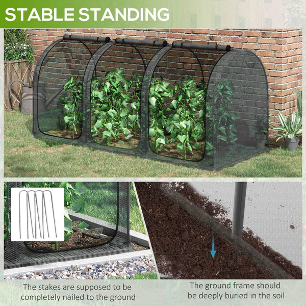 English Elm Outsunny Tunnel Crop Cage Hdpe Mesh Garden Shield with Three Zippered Doors W2225P174509