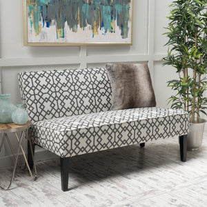 English Elm 50'' Geometric Gray Polyester Loveseat with Matte Black Legs for Modern Living N771P376540S