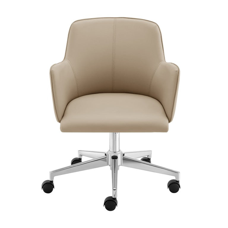 EuroStyle Sunny Pro Leatherette Swivel Office Chair with Polished Chrome Base for Home Workspace 50040-TPE