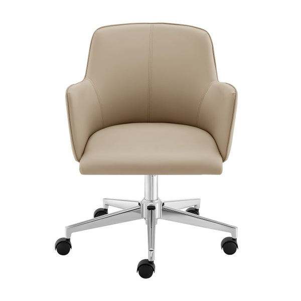 EuroStyle Sunny Pro Leatherette Swivel Office Chair with Polished Chrome Base for Home Workspace 50040-TPE