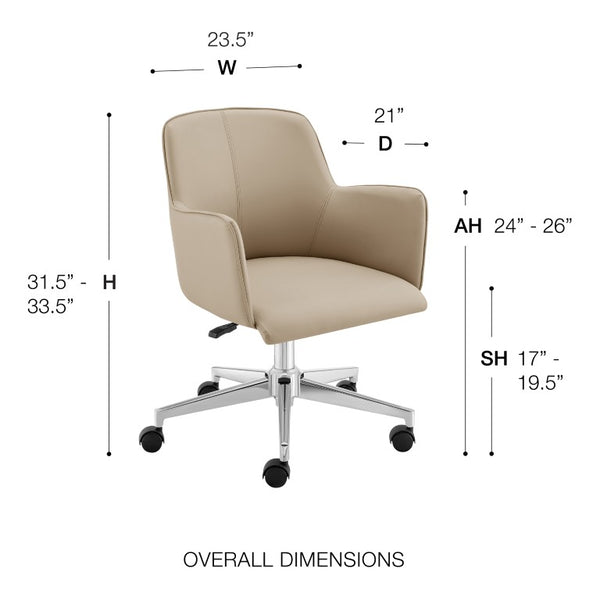 EuroStyle Sunny Pro Leatherette Swivel Office Chair with Polished Chrome Base for Home Workspace 50040-TPE