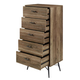 English Elm 5-Drawer Chest - Spacious and Stylish Chest Of Drawers, Dresser For Bedroom, Closet, Hallway, 23.6"W X 15.7"D X 48"H, Rustic Walnut