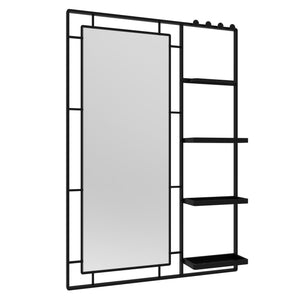 English Elm Ines Modern Vanity Mirror With Multi-Functional Shelf - Stylish Silver Frame For Any Room Decor W708P379174