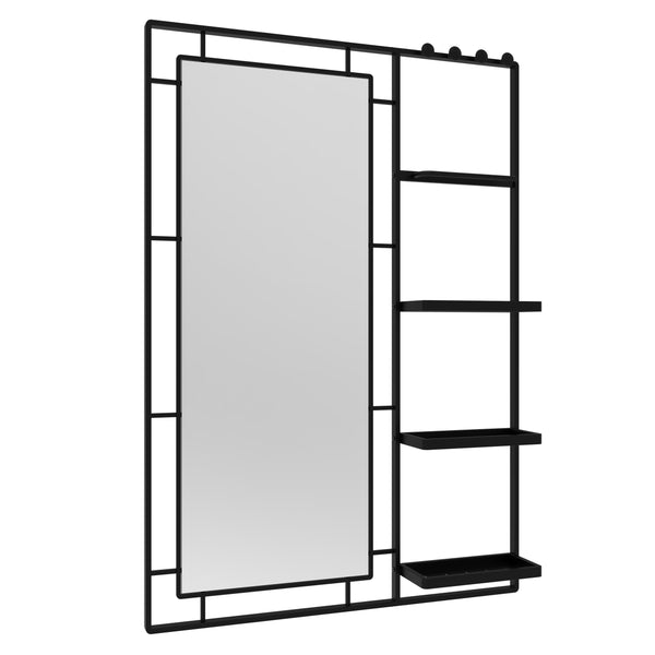 English Elm Ines Modern Vanity Mirror With Multi-Functional Shelf - Stylish Silver Frame For Any Room Decor W708P379174