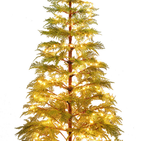 English Elm 6 ft Artificial Christmas Tree with 300 Warm LED Lights, 612 Tips, Hinged PE Branches & Metal Stand N710P181792S
