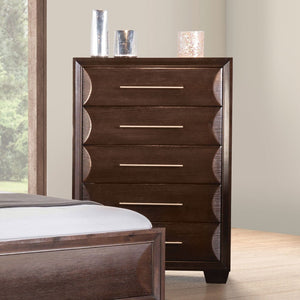 English Elm Transitional Five Drawer Chest Solid Wood Espresso Finish Dovetail Bedroom Storage B2741P372205