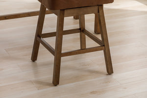 English Elm United We Win Quilted Microsuede Swivel Barstool with Wood Legs and Gold Rivet Trim Brown W1568P361704