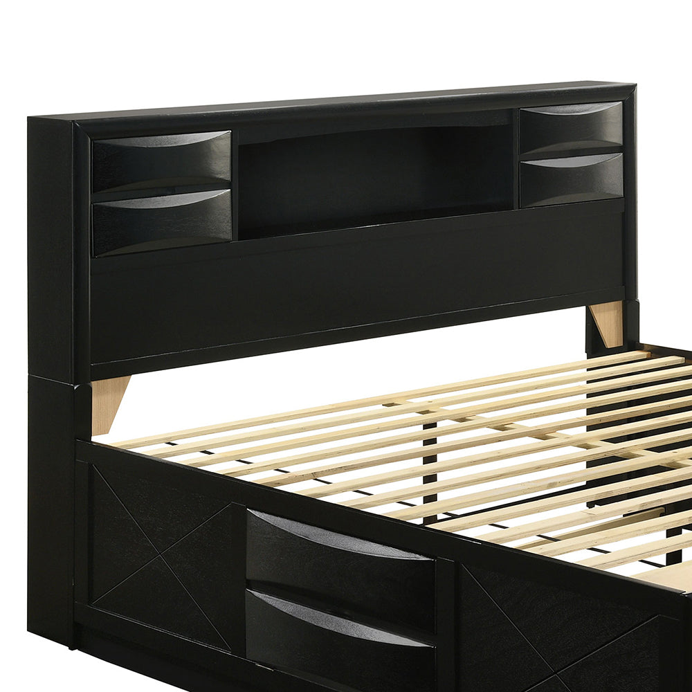 English Elm Jazz Black California King Storage Bed - Modern Elegance With Underbed & Headboard Organization Solutions B062S00938