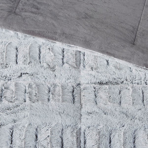 English Elm King/Cal Plush Gia Back Print Long Fur Comforter Mini Set – Reversible Grey Faux Mink, Hypoallergenic, OEKO-TEX Certified Elegance B03597195