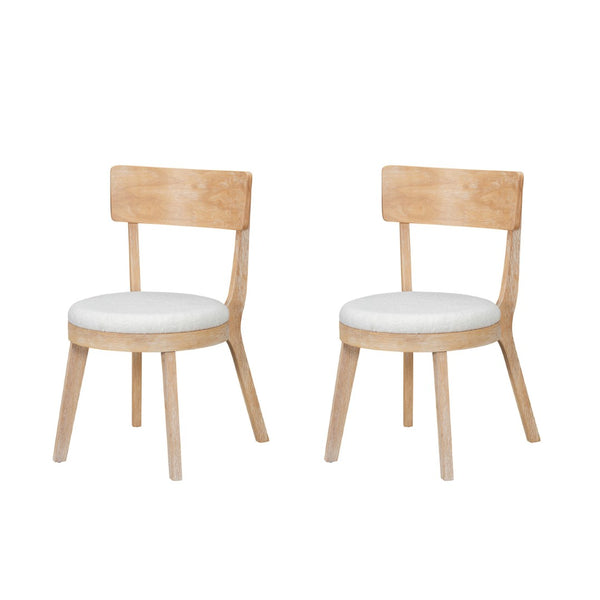 English Elm Set Of 2 Modern Upholstered Dining Chairs In Beige, Durable Rubberwood Frame For Stylish Comfort N842P315186N-GIGA
