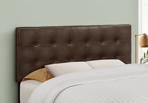 English Elm Bed, Button-Tufted Upholstered Headboard for Full Bed with Faux Leather Look and Sturdy Frame Brown 60 L x 24 W x 4 H B2710P219546