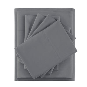 JLA Home Intelligent Design - Sheet microfiber sheet set with built-in side pockets for phones, wrinkle‑resistant, OEKO‑TEX safety and cozy fit Charcoal ID20-1915