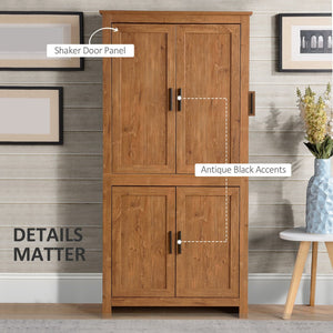 English Elm Spacious Antique White Pantry Cabinet Five Tier Shelving Traditional Kitchen Storage T3971P428732