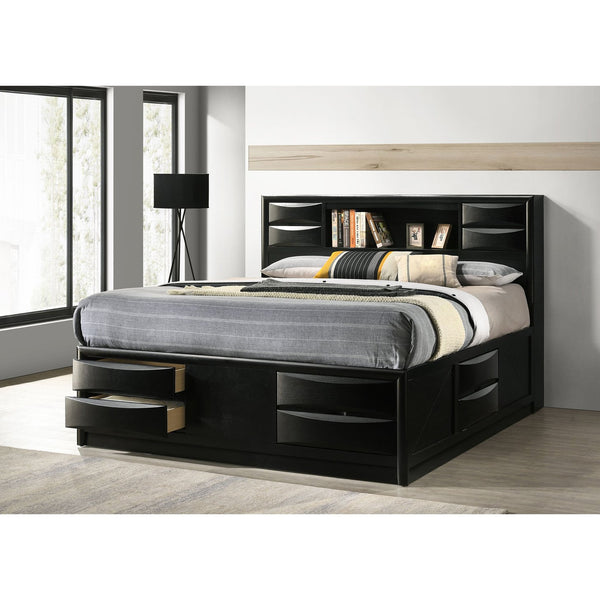 English Elm Jazz Black Eastern King Storage Bed With Integrated Headboard Drawers - Modern Elegance & Space-Saving Design B062S00937
