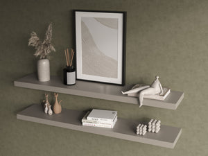 English Elm Floating Shelf Lyle Taupe - Set of 2 Engineered Wood Wall Shelves 47" Space-Saving Modern Decor B092P238742