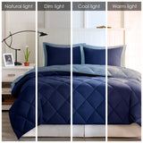 Madison Park Essentials Larkspur Casual 3M Scotchgard Diamond Quilting Reversible Down Alternative Comforter Set BASI10-0200 Navy/Light Blue