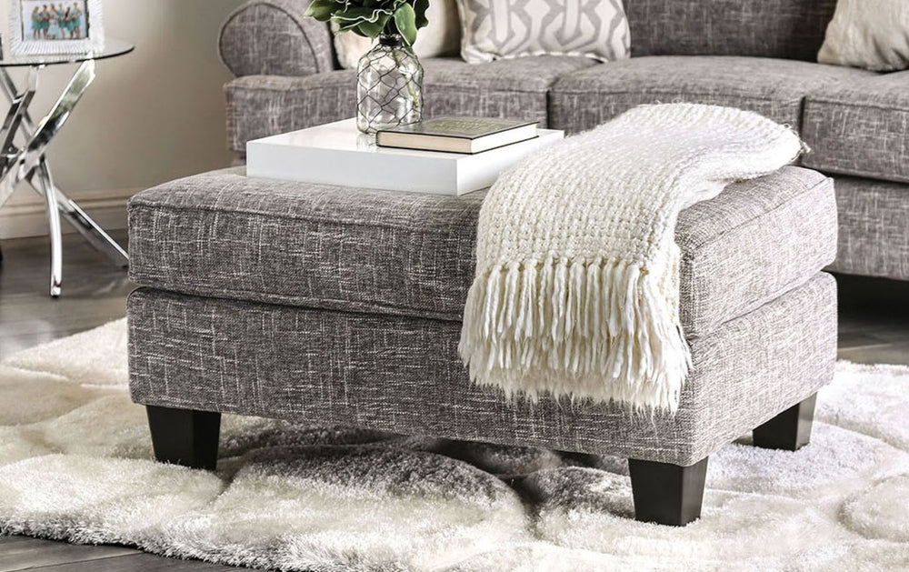 English Elm Transitional Upholstery Ottoman In Gray Finish – Versatile Seating & Stylish Surface For Any Room B2741P356299-GIGA