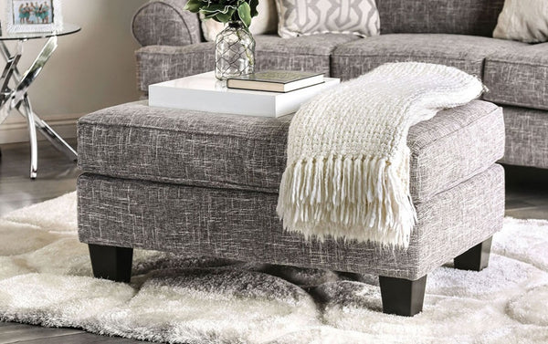 English Elm Transitional Upholstery Ottoman In Gray Finish – Versatile Seating & Stylish Surface For Any Room B2741P356299-GIGA