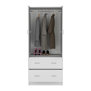 English Elm Taly Spacious 2-Door 2-Drawer Armoire with Laminated Particle Board Construction and Ample Storage Space White 35.4 L x 23.6 W x 5.9 H B070S00237