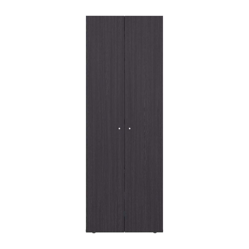English Elm Home Compact 2-Door Closet System with Four Fixed Shelves, 66.9" H Black Wardrobe for Small Spaces B200P350349