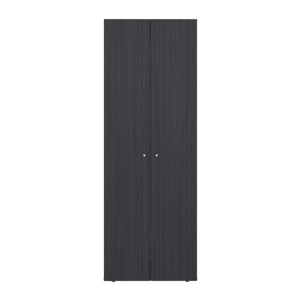 English Elm Home Compact 2-Door Closet System with Four Fixed Shelves, 66.9" H Black Wardrobe for Small Spaces B200P350349