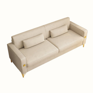English Elm FX-P18-BK(sofa)Luxury Soft Faux Sherpa Sofa with Gold Accents, Removable Cushions, Modern Chic Design Beige W57649843
