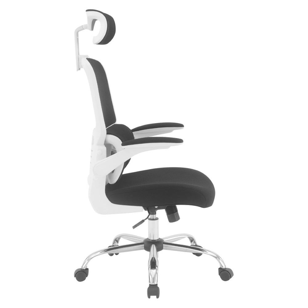 OSP Home Furnishings Mesh Back Ergonomic Office Chair with Lumbar Support Headrest and Chrome Base EMW60020CHR-3