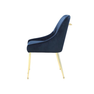 English Elm Set Of 2 Luxurious Velvet Upholstered Side Chairs In Blue With Brass Legs For Modern Living Spaces B016P369790-GIGA