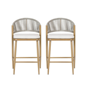 English Elm Christopher Knight Home® - Outdoor 26" Aluminum Frame Counter Stools Set Of 2 With Scallop Backrest & Cushions For Patios N772P245123W